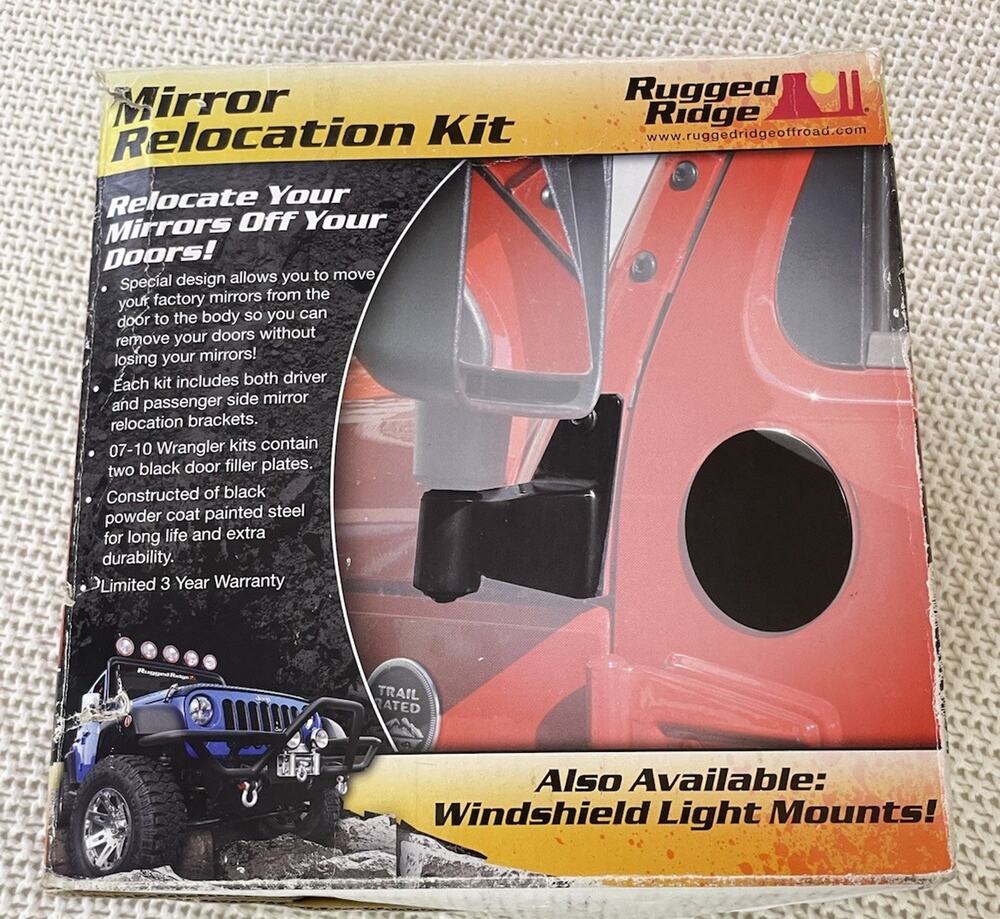 Rugged Ridge 11025.04 Wrangler Side View Mirrors Relocation Bracket Only 1 Plate